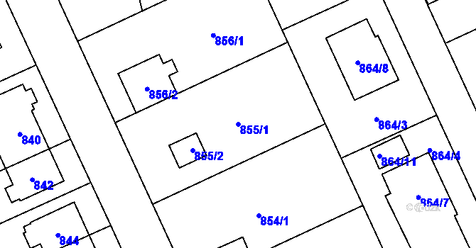 Parcela st. 855/1 v KÚ Chodov, Katastrální mapa