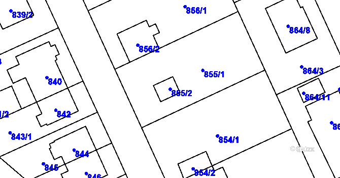 Parcela st. 855/2 v KÚ Chodov, Katastrální mapa