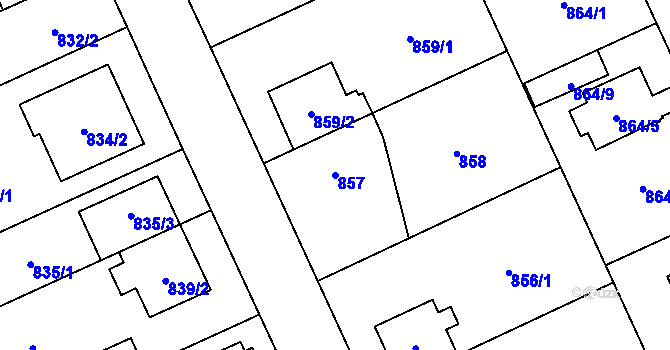 Parcela st. 857 v KÚ Chodov, Katastrální mapa