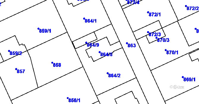 Parcela st. 864/5 v KÚ Chodov, Katastrální mapa