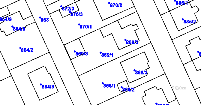 Parcela st. 869/1 v KÚ Chodov, Katastrální mapa