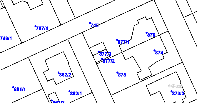 Parcela st. 877/3 v KÚ Chodov, Katastrální mapa