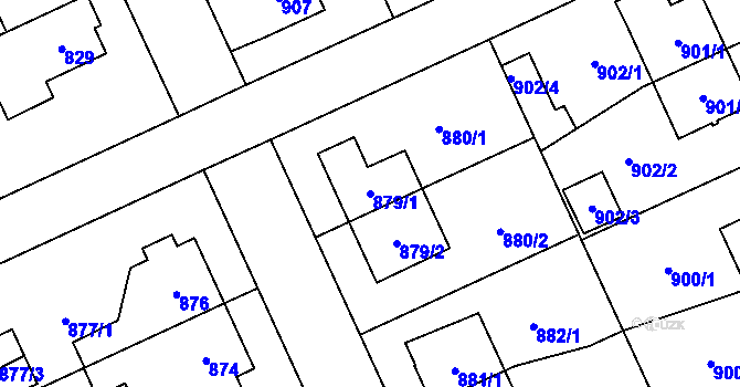 Parcela st. 879/1 v KÚ Chodov, Katastrální mapa