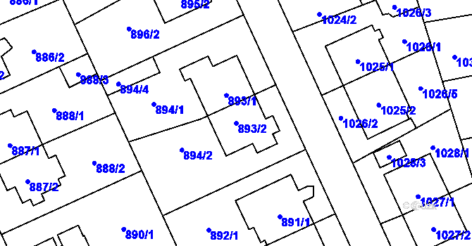 Parcela st. 893/2 v KÚ Chodov, Katastrální mapa