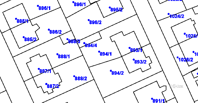 Parcela st. 894/1 v KÚ Chodov, Katastrální mapa