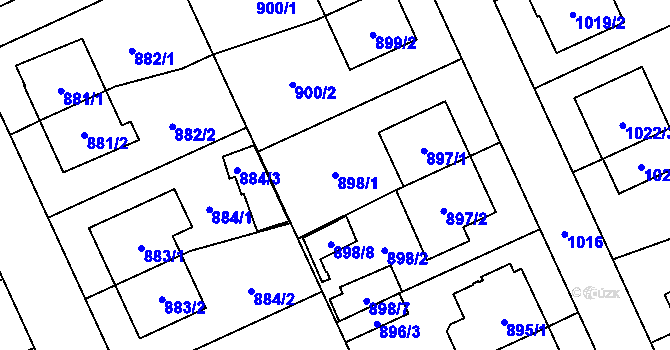 Parcela st. 898/1 v KÚ Chodov, Katastrální mapa