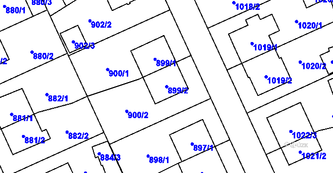 Parcela st. 899/2 v KÚ Chodov, Katastrální mapa