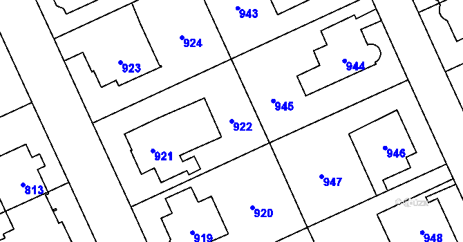 Parcela st. 922 v KÚ Chodov, Katastrální mapa