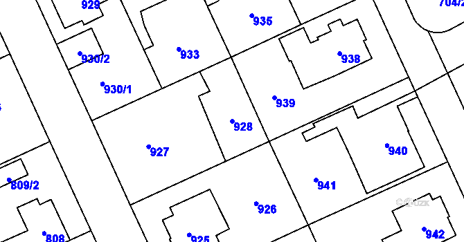 Parcela st. 928 v KÚ Chodov, Katastrální mapa
