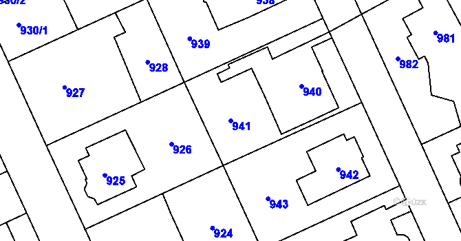 Parcela st. 941 v KÚ Chodov, Katastrální mapa