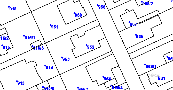 Parcela st. 952 v KÚ Chodov, Katastrální mapa