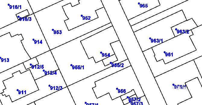 Parcela st. 954 v KÚ Chodov, Katastrální mapa