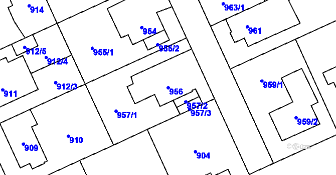 Parcela st. 956 v KÚ Chodov, Katastrální mapa