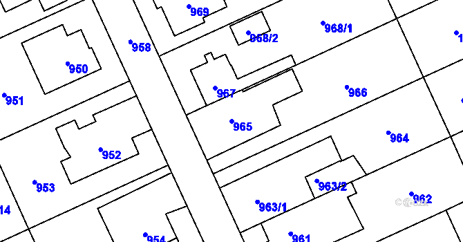 Parcela st. 965 v KÚ Chodov, Katastrální mapa