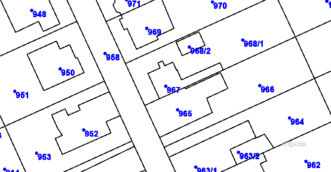 Parcela st. 967 v KÚ Chodov, Katastrální mapa