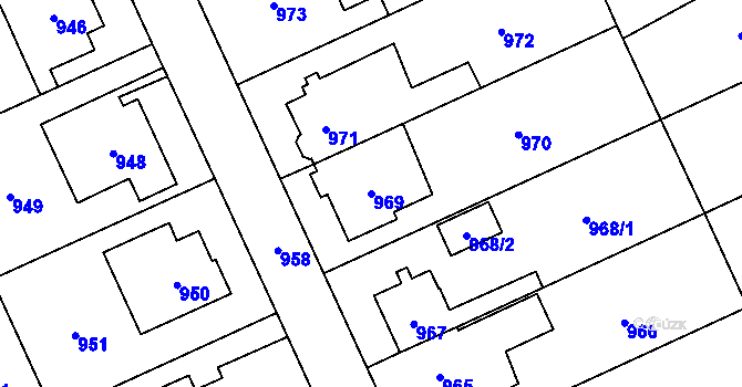 Parcela st. 969 v KÚ Chodov, Katastrální mapa