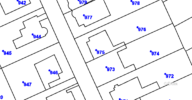 Parcela st. 975 v KÚ Chodov, Katastrální mapa