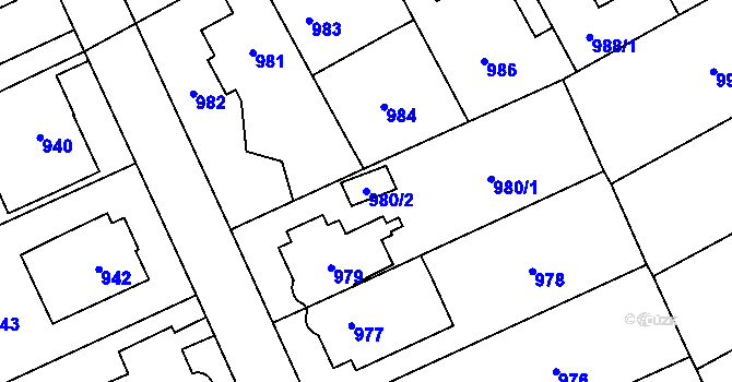 Parcela st. 980/2 v KÚ Chodov, Katastrální mapa