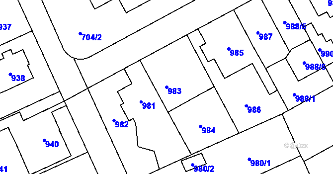 Parcela st. 983 v KÚ Chodov, Katastrální mapa