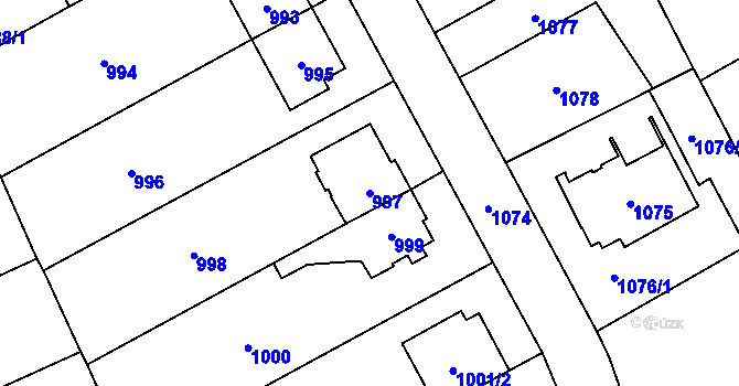 Parcela st. 997 v KÚ Chodov, Katastrální mapa