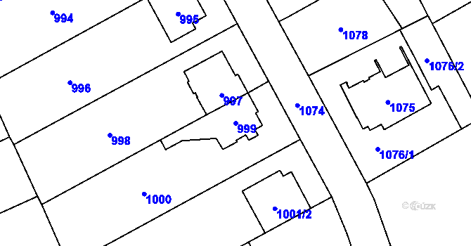 Parcela st. 999 v KÚ Chodov, Katastrální mapa
