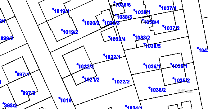 Parcela st. 1022/1 v KÚ Chodov, Katastrální mapa