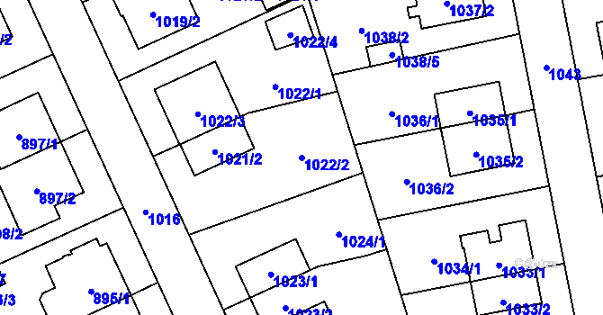Parcela st. 1022/2 v KÚ Chodov, Katastrální mapa