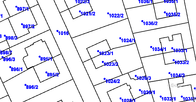 Parcela st. 1023/1 v KÚ Chodov, Katastrální mapa