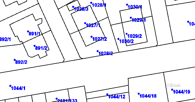 Parcela st. 1028/2 v KÚ Chodov, Katastrální mapa