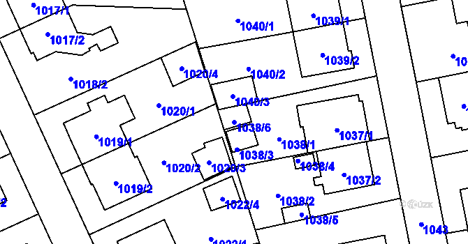 Parcela st. 1038/6 v KÚ Chodov, Katastrální mapa