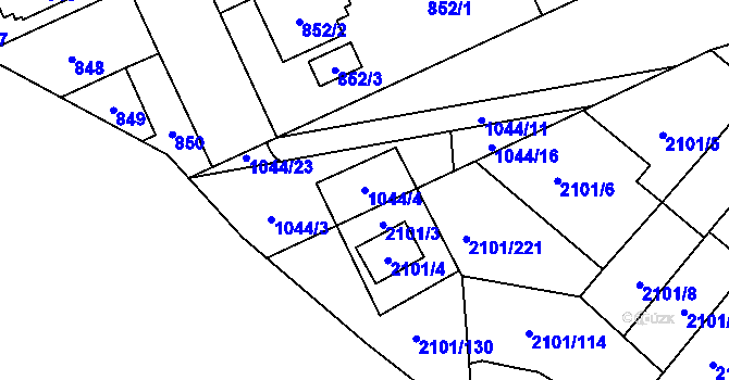 Parcela st. 1044/4 v KÚ Chodov, Katastrální mapa