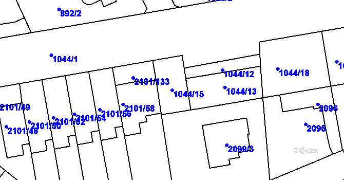 Parcela st. 1044/15 v KÚ Chodov, Katastrální mapa