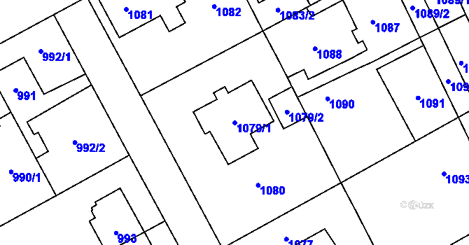 Parcela st. 1079/1 v KÚ Chodov, Katastrální mapa