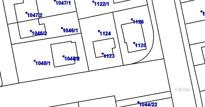 Parcela st. 1123 v KÚ Chodov, Katastrální mapa
