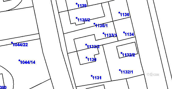 Parcela st. 1133/2 v KÚ Chodov, Katastrální mapa