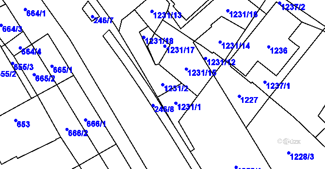Parcela st. 1231/2 v KÚ Chodov, Katastrální mapa