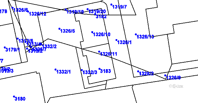 Parcela st. 1326/11 v KÚ Chodov, Katastrální mapa