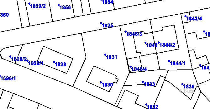 Parcela st. 1831 v KÚ Chodov, Katastrální mapa