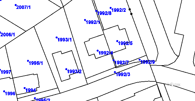 Parcela st. 1992/4 v KÚ Chodov, Katastrální mapa