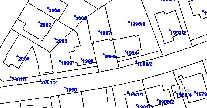 Parcela st. 1996 v KÚ Chodov, Katastrální mapa