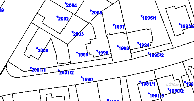 Parcela st. 1998 v KÚ Chodov, Katastrální mapa