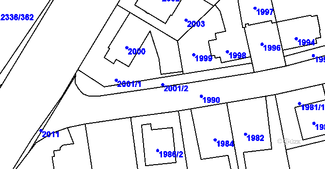 Parcela st. 2001/2 v KÚ Chodov, Katastrální mapa