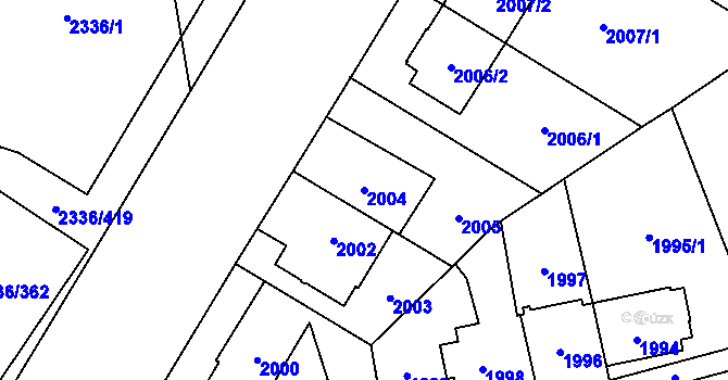 Parcela st. 2004 v KÚ Chodov, Katastrální mapa