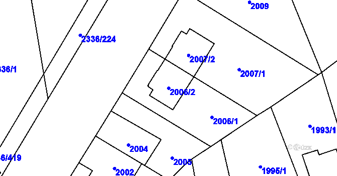 Parcela st. 2006/2 v KÚ Chodov, Katastrální mapa