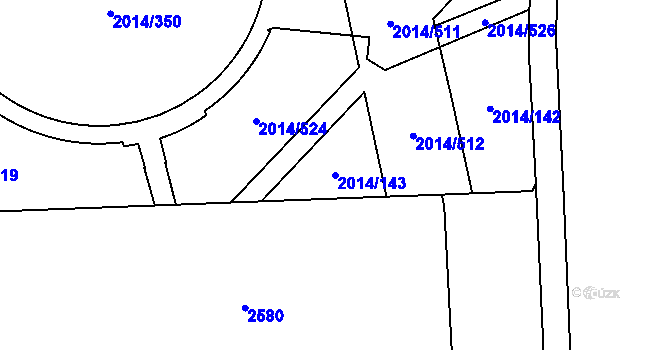 Parcela st. 2014/143 v KÚ Chodov, Katastrální mapa
