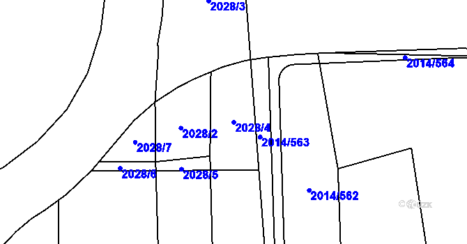 Parcela st. 2028/4 v KÚ Chodov, Katastrální mapa