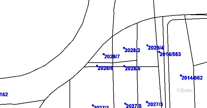 Parcela st. 2028/7 v KÚ Chodov, Katastrální mapa