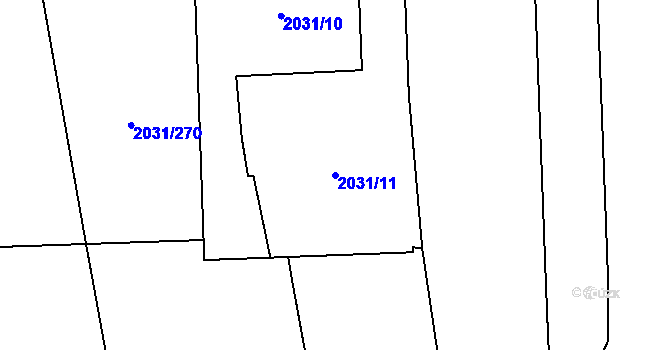 Parcela st. 2031/11 v KÚ Chodov, Katastrální mapa