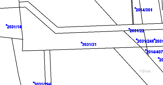 Parcela st. 2031/21 v KÚ Chodov, Katastrální mapa
