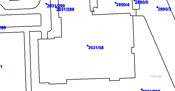 Parcela st. 2031/58 v KÚ Chodov, Katastrální mapa